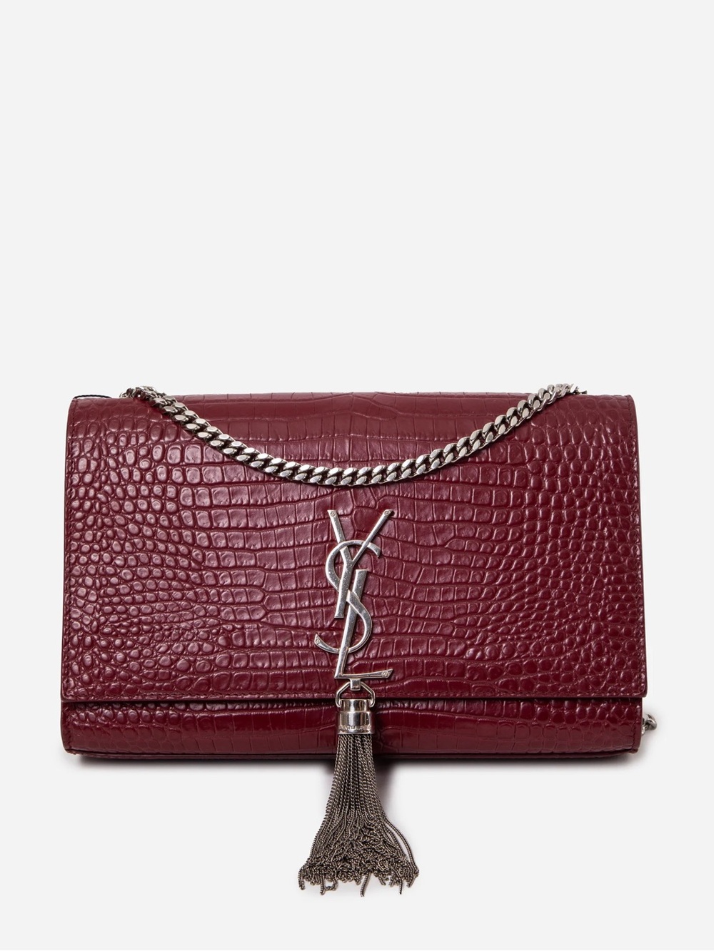 Saint Laurent Calfskin Crocodile Embossed Medium